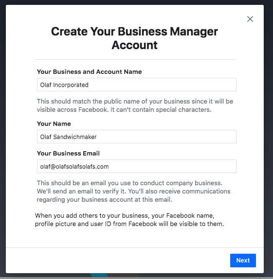 How do I set up a Facebook business manager?