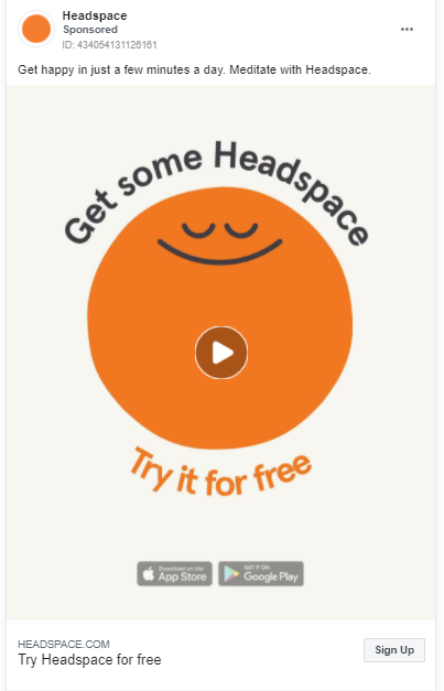 example of facebook ads for headspace