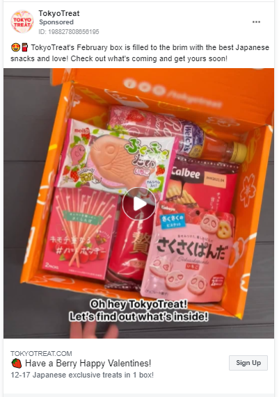 example of facebook ads for tokyotreat