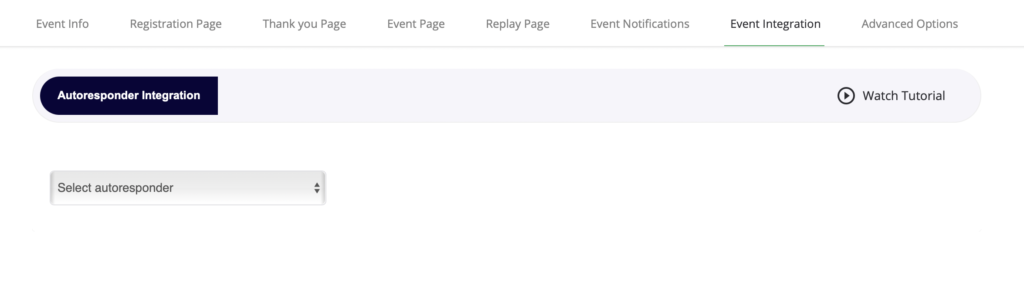 Event Integration tab