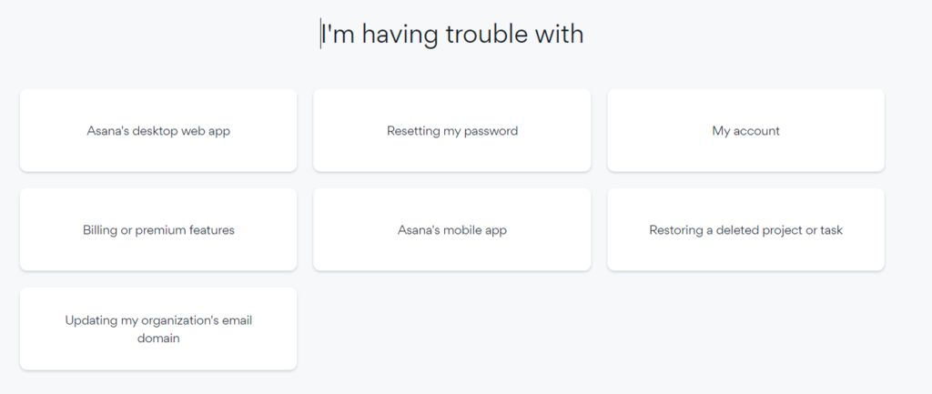 asana support page