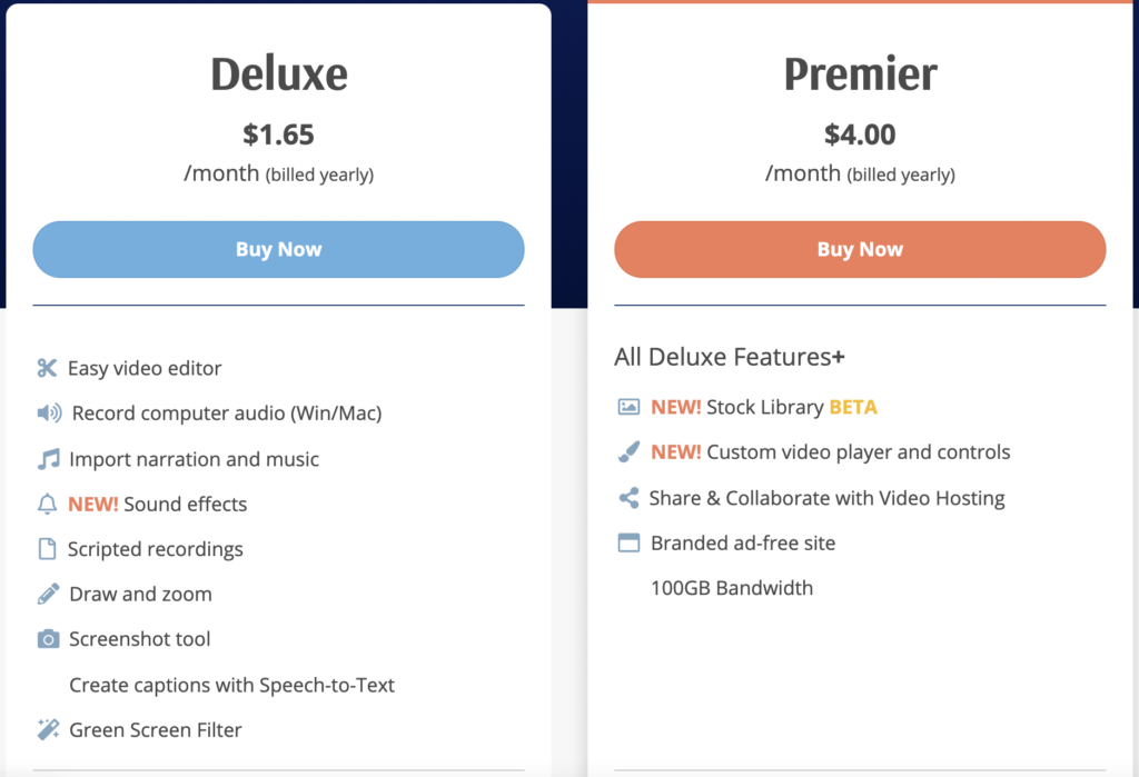 screencast-o-matic pricing