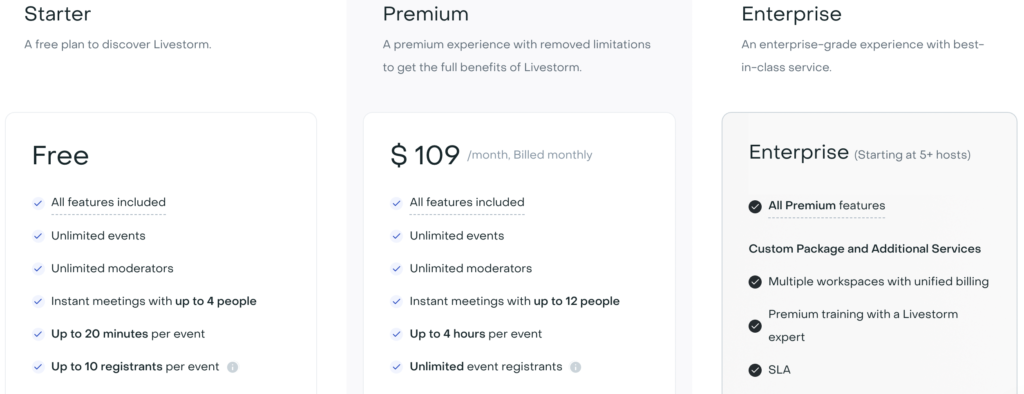 LiveStorm pricing