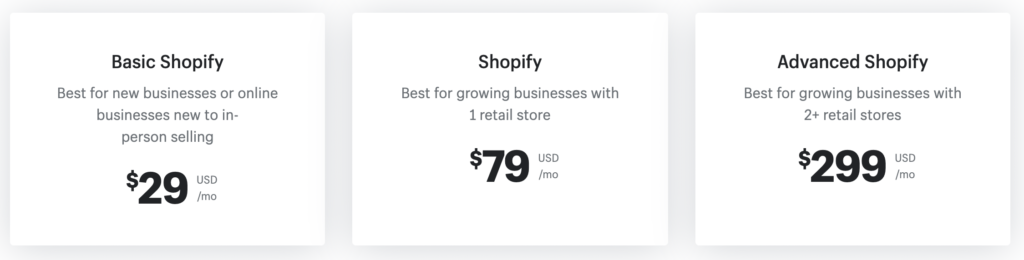 Shopify pricing