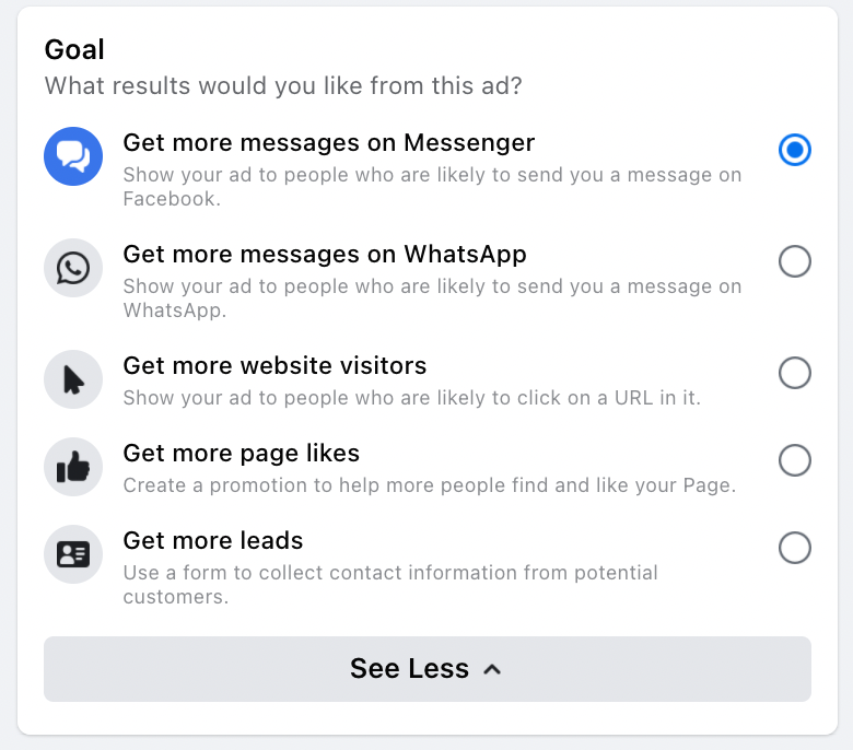 facebook ad goal